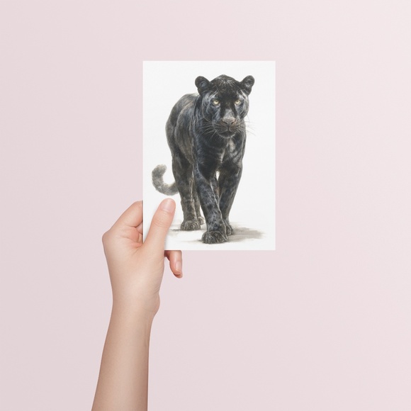 Watercolor Black Jaguar Wall Art Print Unframed - Majestic Jungle Elegance - Picture 5 of 6